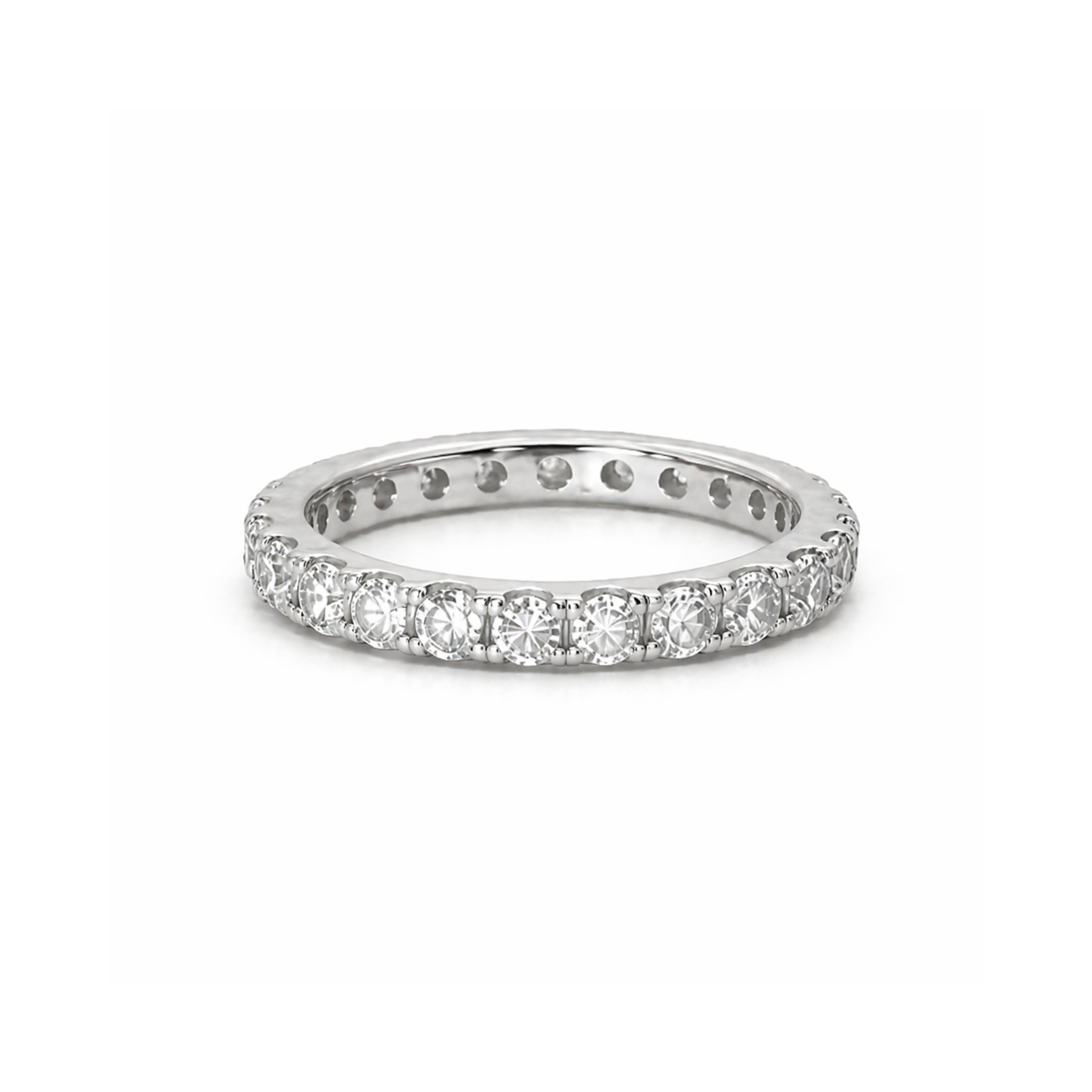 Silver Eternity Moissanite Ring 2CT