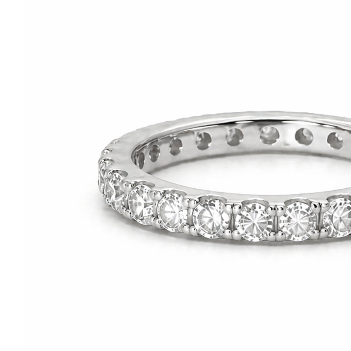 Silver Eternity Moissanite Ring 2CT