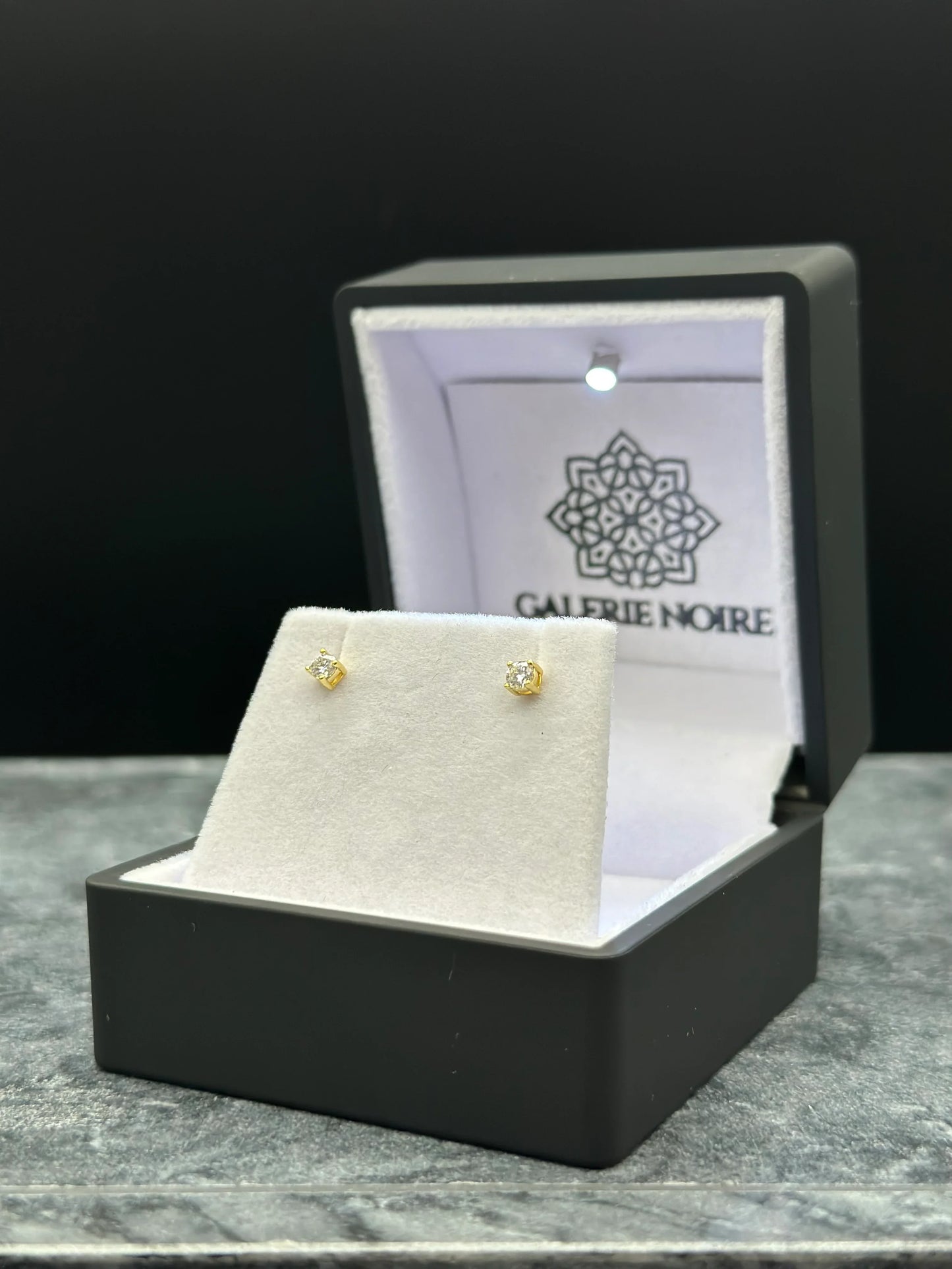 Round Cut Moissanite Earrings Yellow Gold Plated