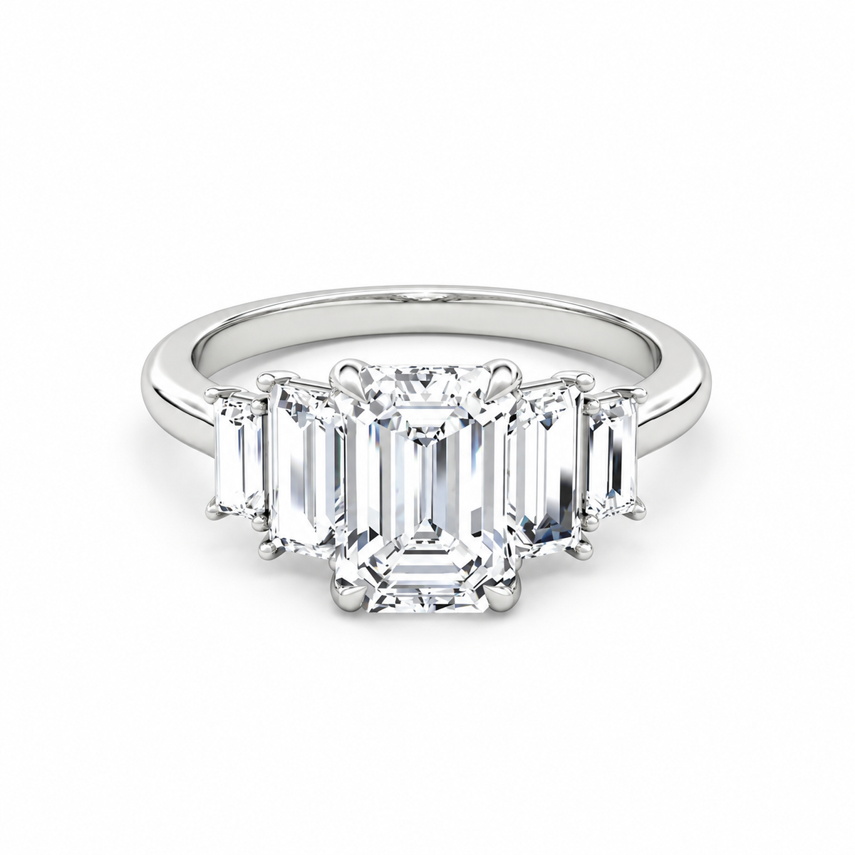 JULIETTE  -  1.5CT E VVS2 Five Stone Heirloom Emerald Engagement Ring
