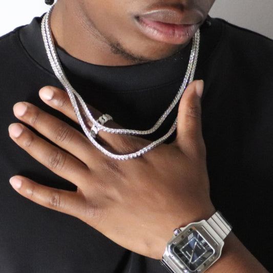 Chaîne de tennis en moissanite de 3 mm plaquée rhodium