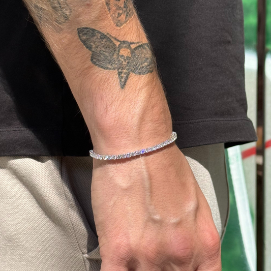 Bracelet tennis en moissanite 3 mm plaqué rhodium 