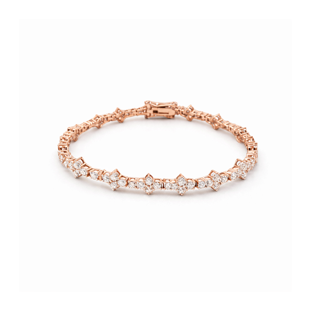 Honeycomb Silver Moissanite Tennis Bracelet 18K Rose Gold Vermeil