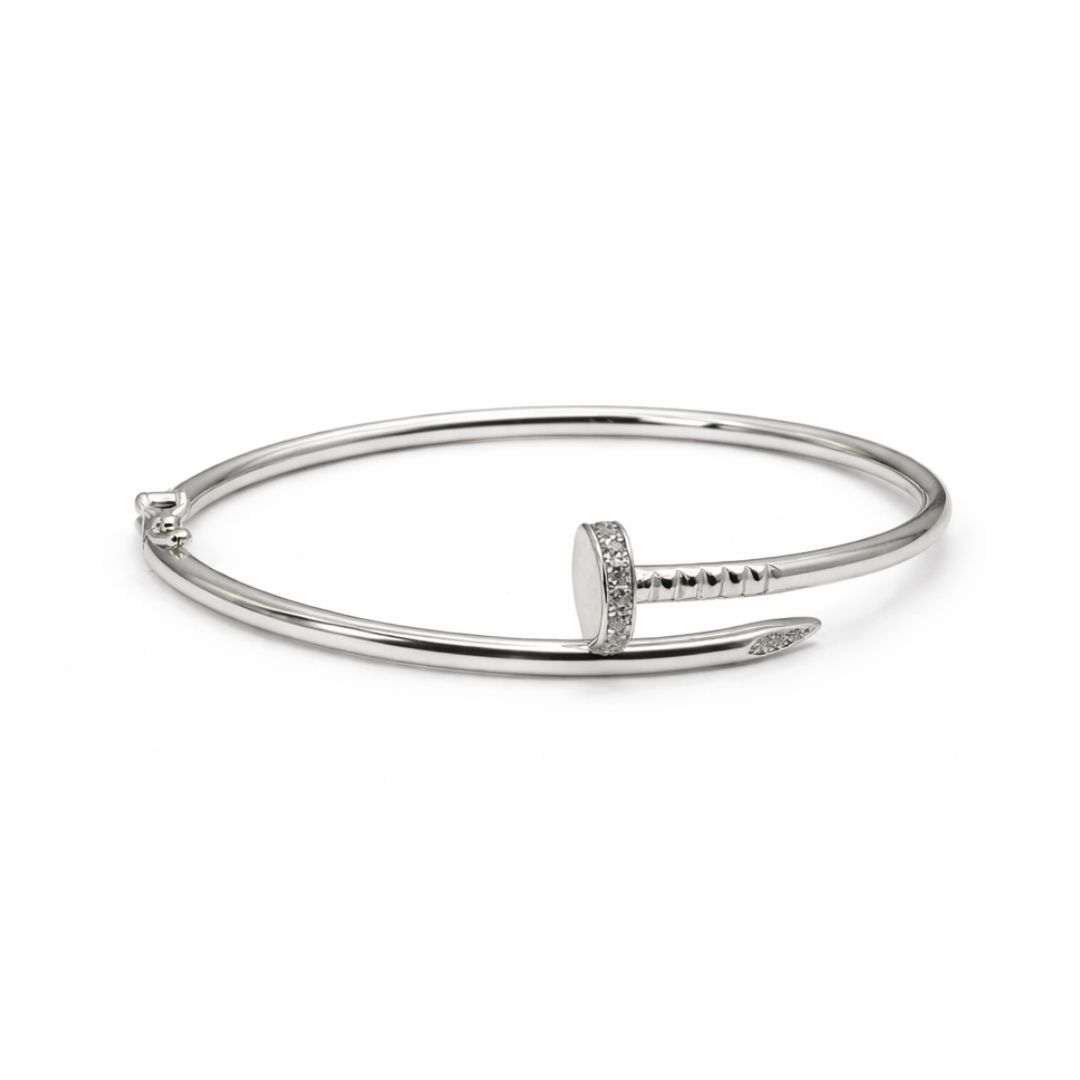 Classic Silver Zircon Nail Bracelet