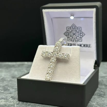 Moissanite Cross Pendant Rhodium Plated