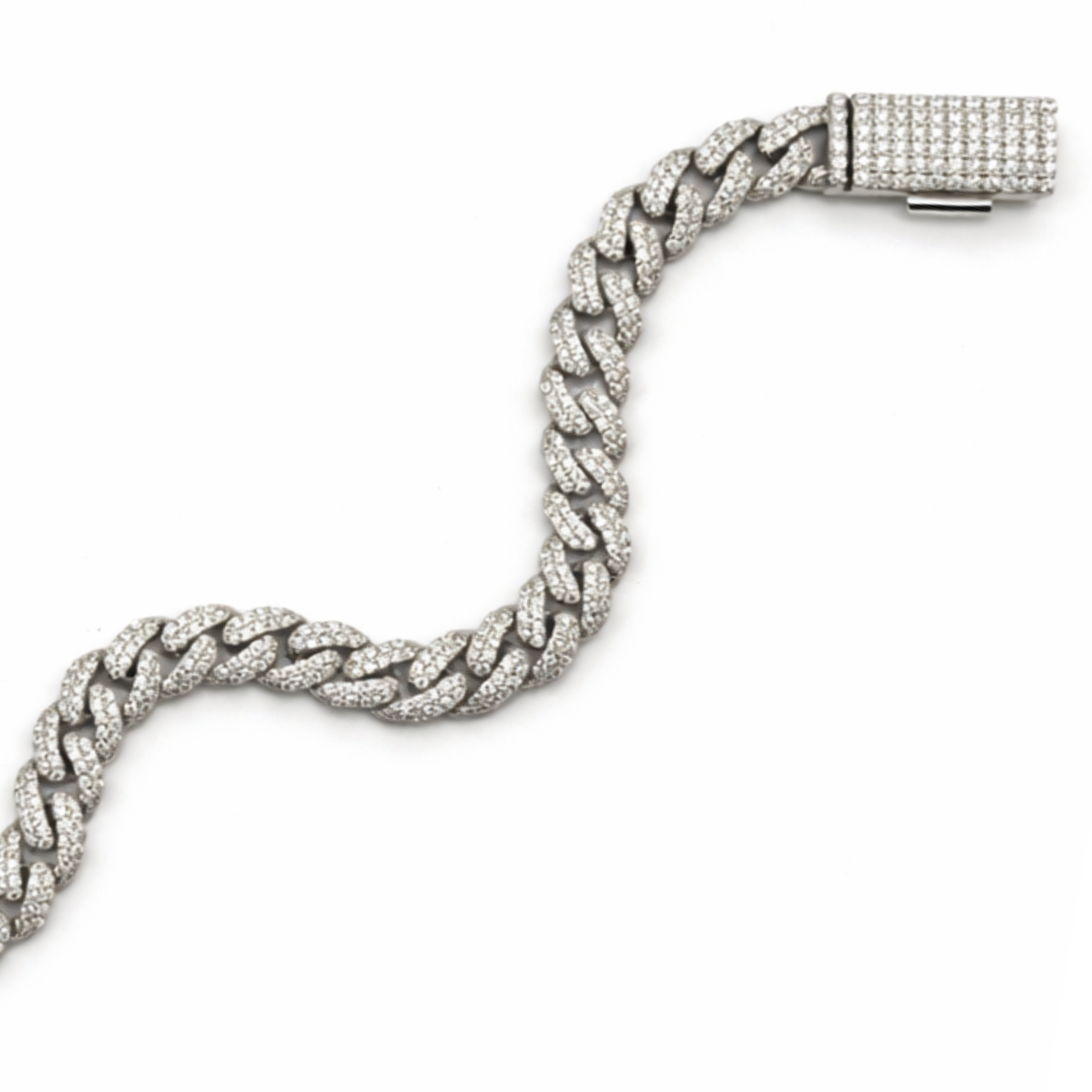 7mm Silver Moissanite Cuban Link Bracelet
