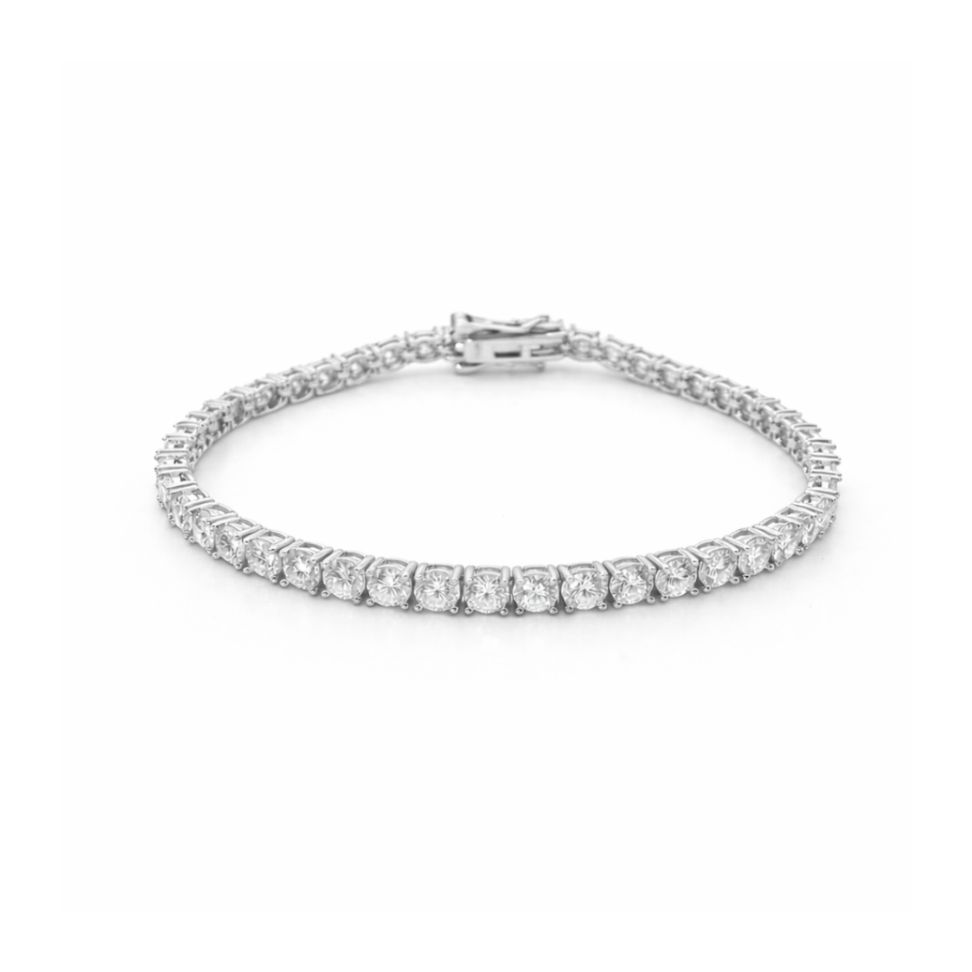 4mm Silver Moissanite Tennis Bracelet