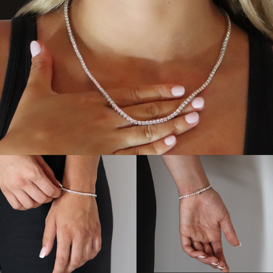 3mm Tennis Chain & Tennis Bracelet Rhodium Plated