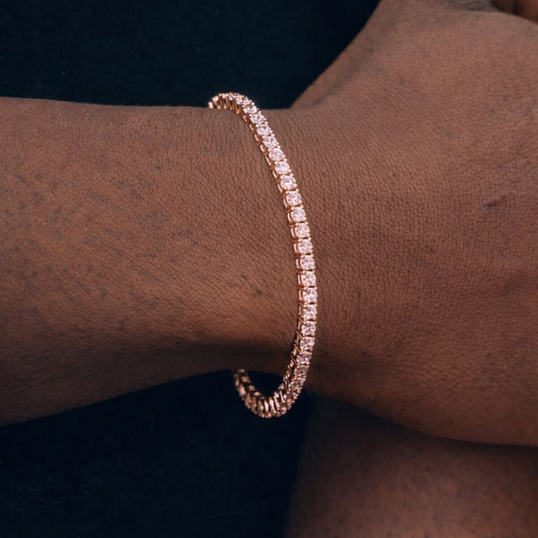 3mm Silver Moissanite Tennis Bracelet 18K Rose Gold Vermeil