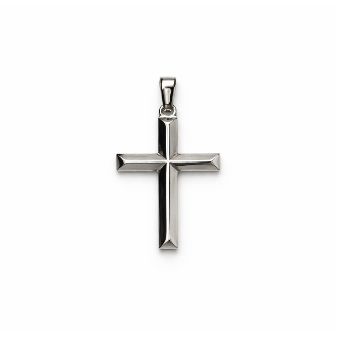 Silver Plain Edge Cross Pendant