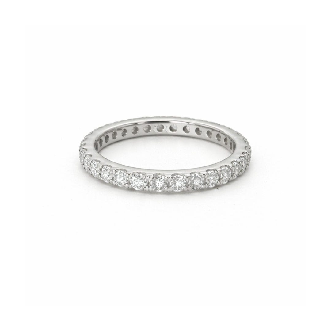 3mm Silver Moissanite Tennis Bracelet + Silver Eternity Moissanite Ring 1CT