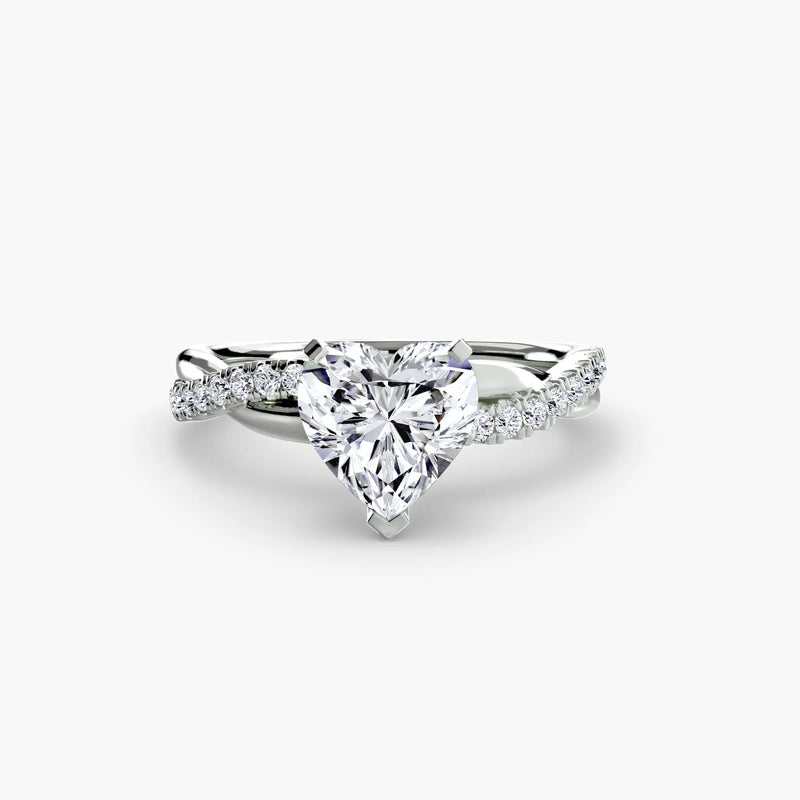 AMORE  -  1.5CT E VVS2 Heart Cut Twist Pavé Engagement Ring