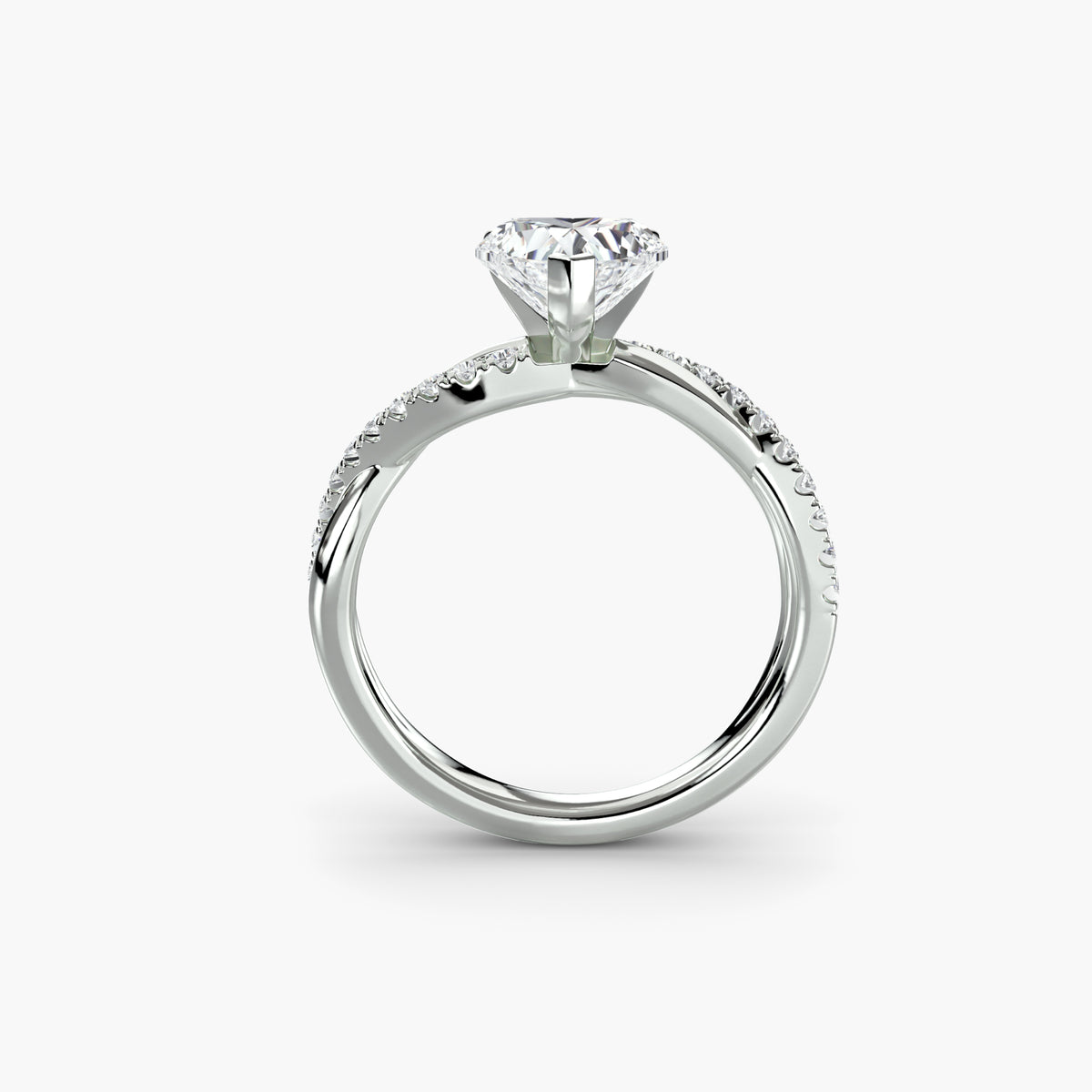 AMORE  -  1.5CT E VVS2 Heart Cut Twist Pavé Engagement Ring