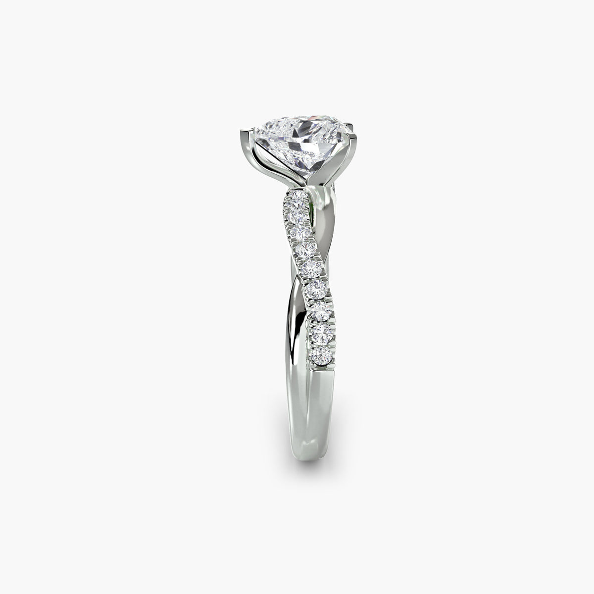 AMORE  -  1.5CT E VVS2 Heart Cut Twist Pavé Engagement Ring