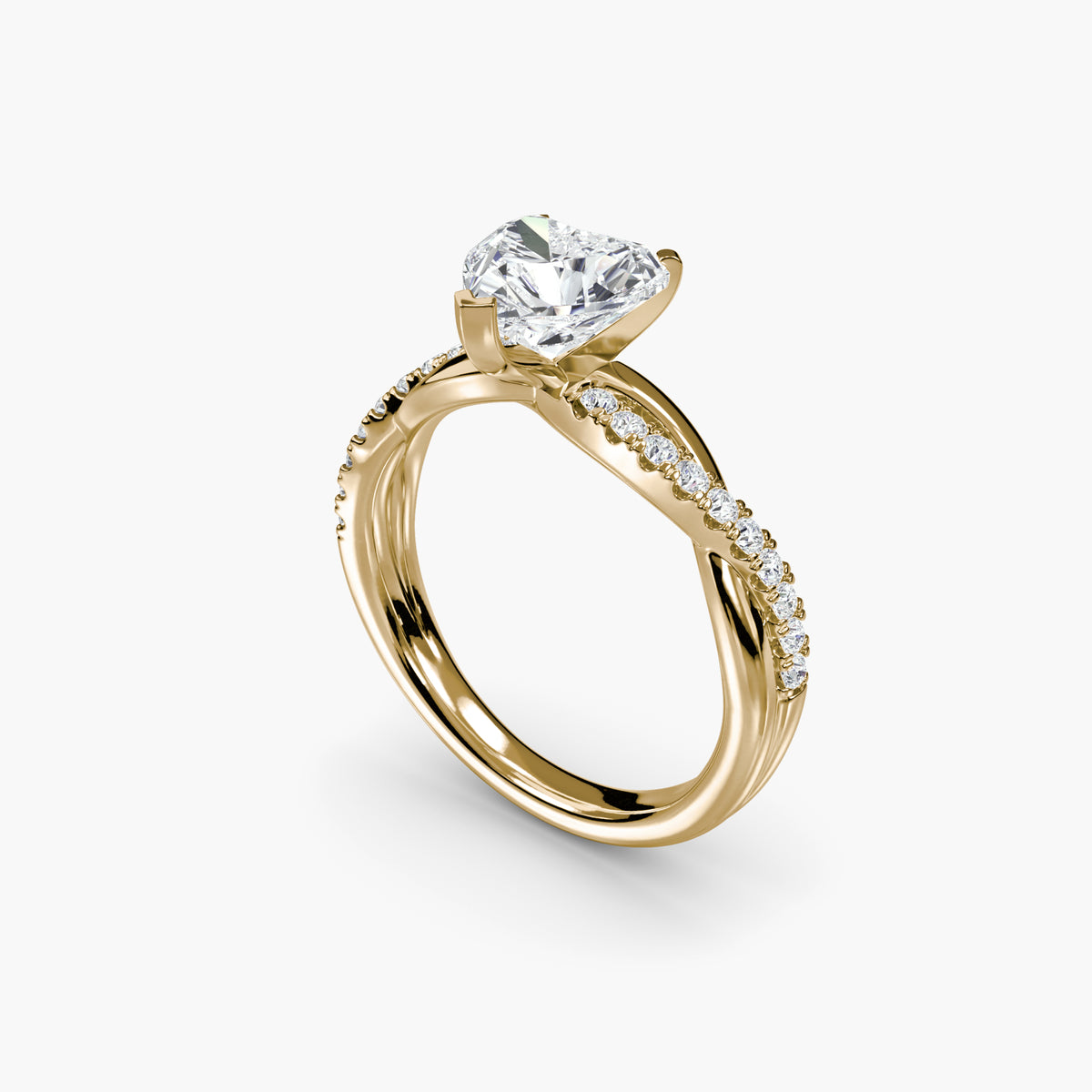 AMORE  -  1.5CT E VVS2 Heart Cut Twist Pavé Engagement Ring