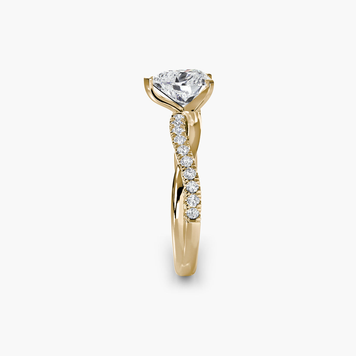 AMORE  -  1.5CT E VVS2 Heart Cut Twist Pavé Engagement Ring