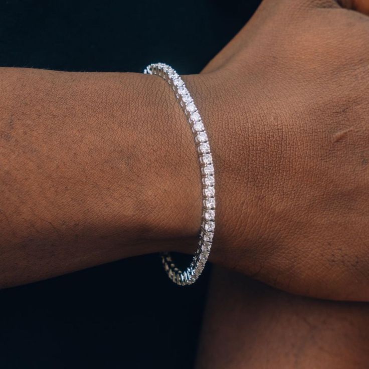 3mm Silver Moissanite Tennis Bracelet