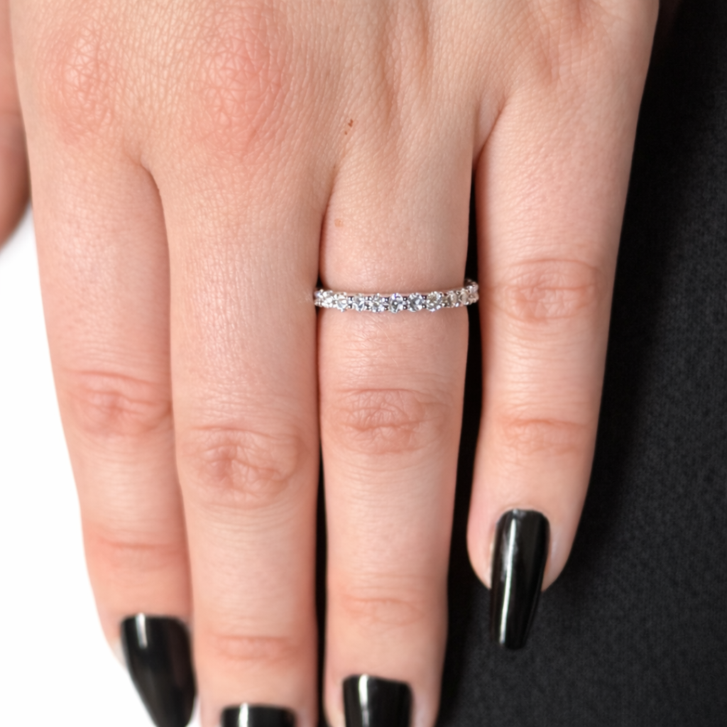 Silver Eternity Moissanite Ring 1CT