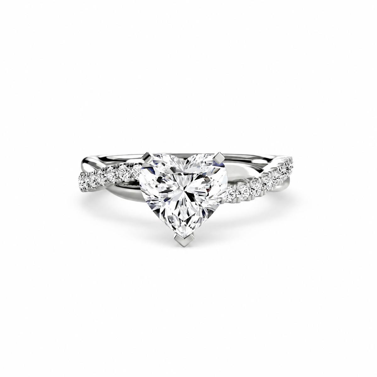 AMORE  -  1.5CT E VVS2 Heart Cut Twist Pavé Engagement Ring