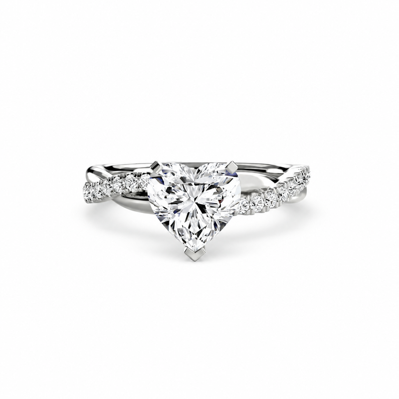 AMORE  -  1.5CT E VVS2 Heart Cut Twist Pavé Engagement Ring
