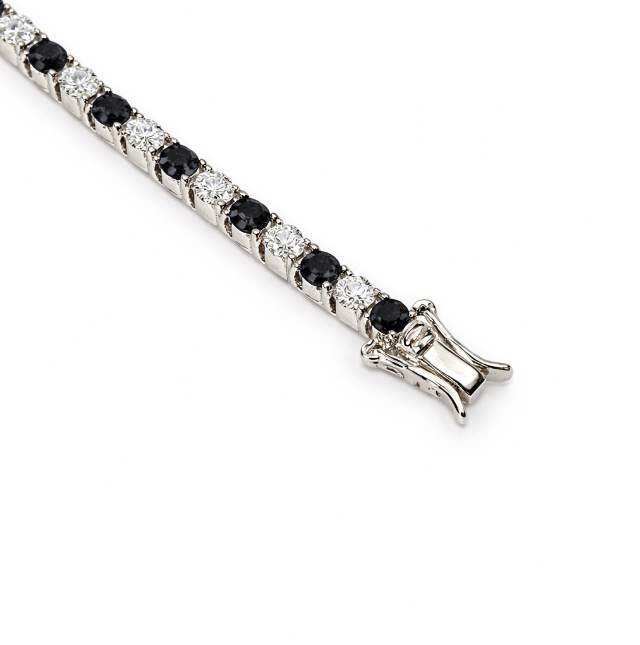 3mm Silver Black & White Zircon Tennis Bracelet
