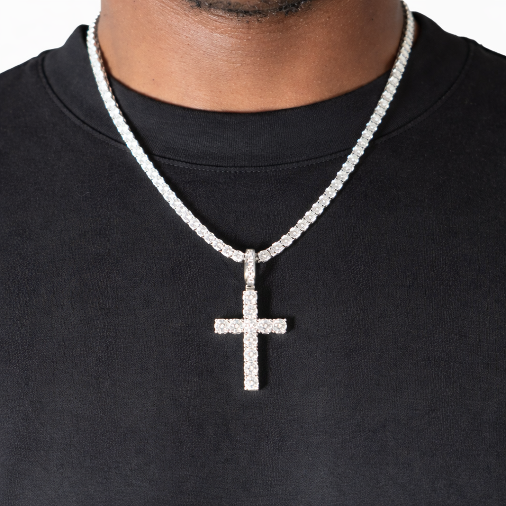 Silver Moissanite Cross Pendant