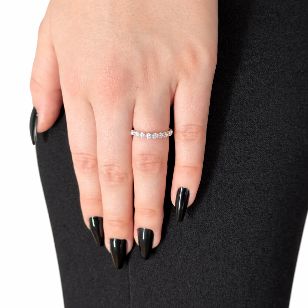 Silver Half Eternity Moissanite Ring 0.70CT