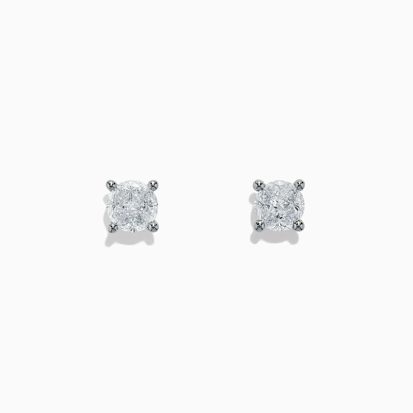 Natural Diamond 14K White Gold Stud Earrings 0.98 Carat