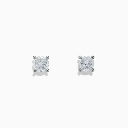 Natural Diamond 14K White Gold Stud Earrings 0.98 Carat