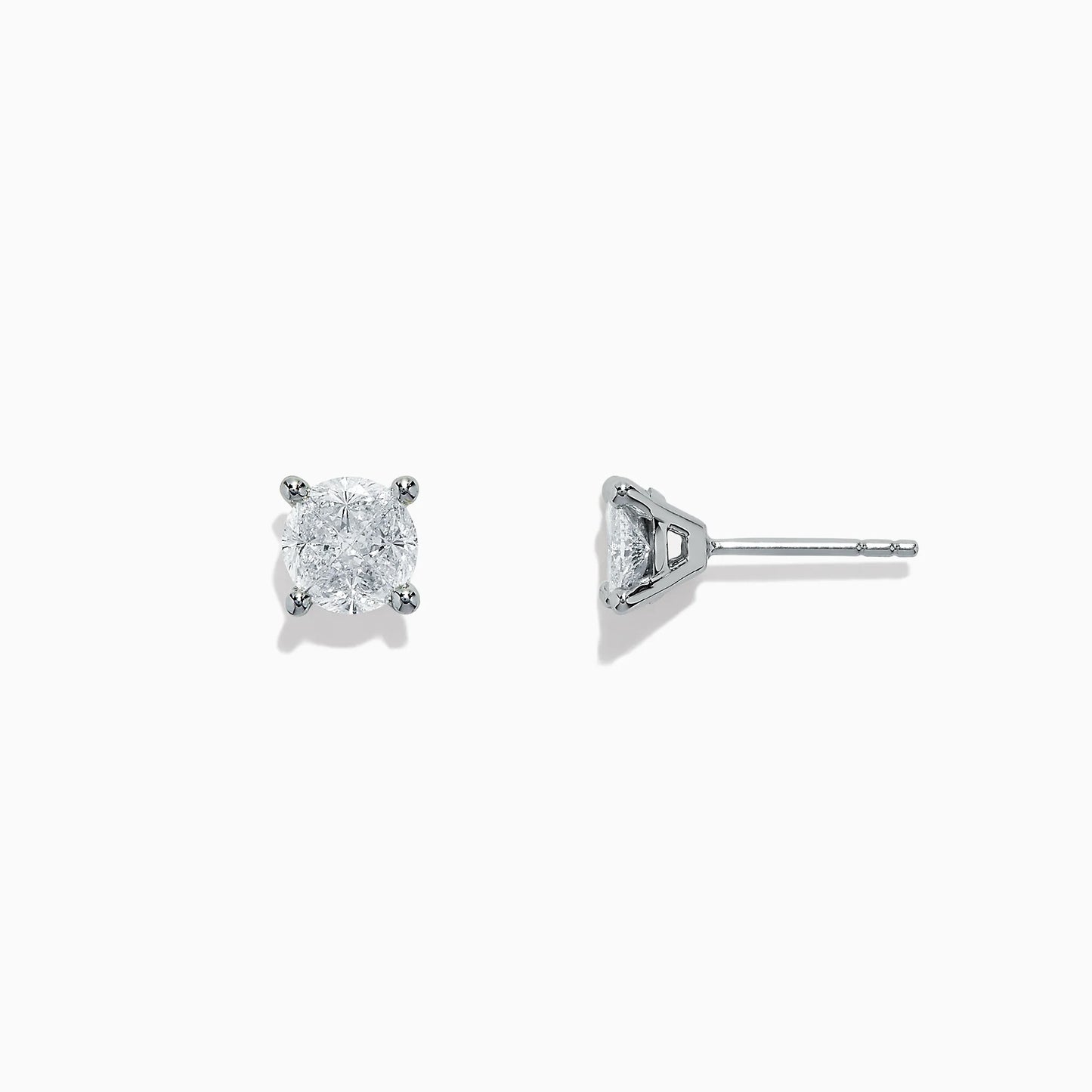 Natural Diamond 14K White Gold Stud Earrings 0.98 Carat