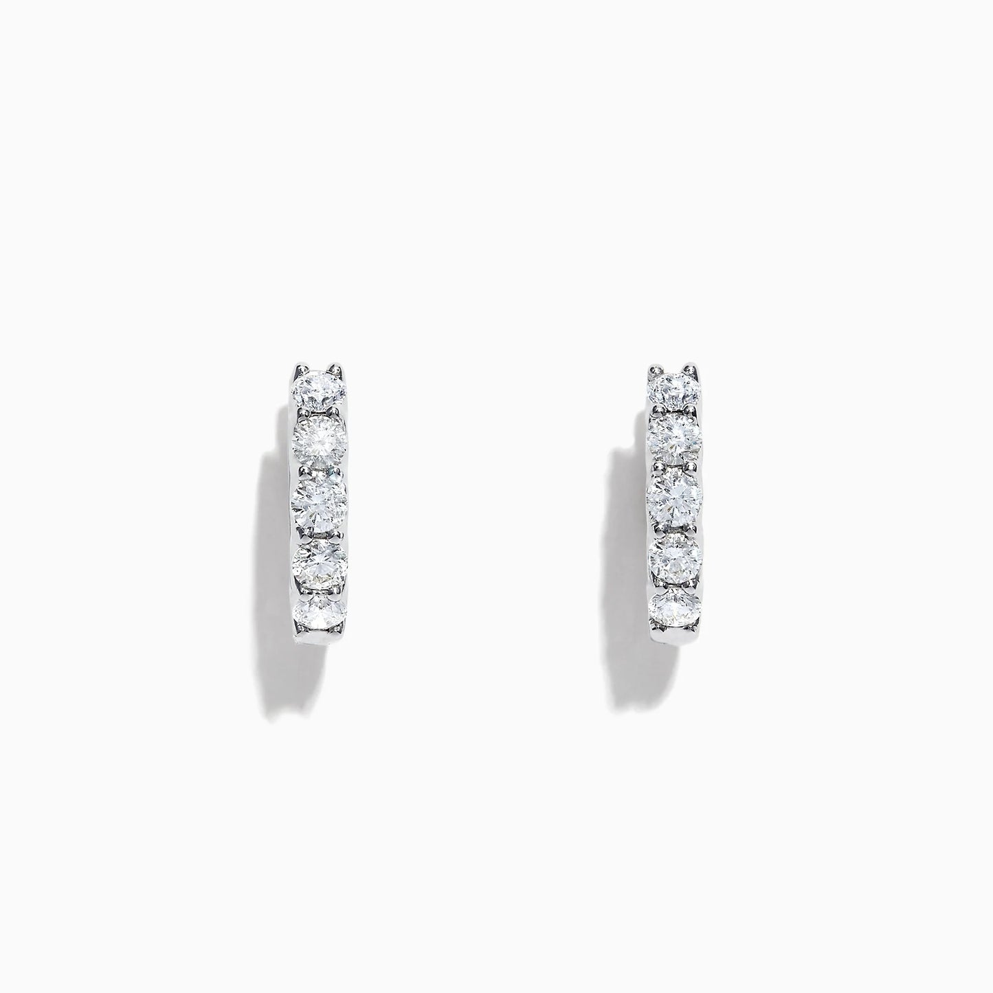 Natural Diamond 14K White Gold 5/8" Hoop Earrings 0.98 Carat