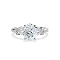 CLAIRE  -  2CT E VVS2 Oval Cut Split Shank Engagement Ring