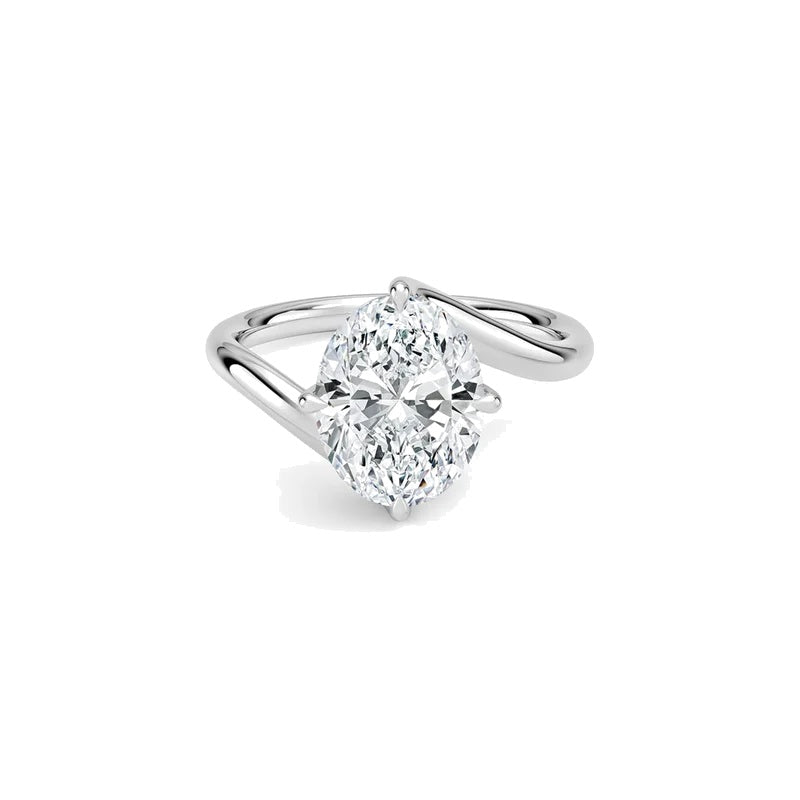 DIANA -  2CT E VVS2 Oval Cut Bypass Solitaire Engagement Ring