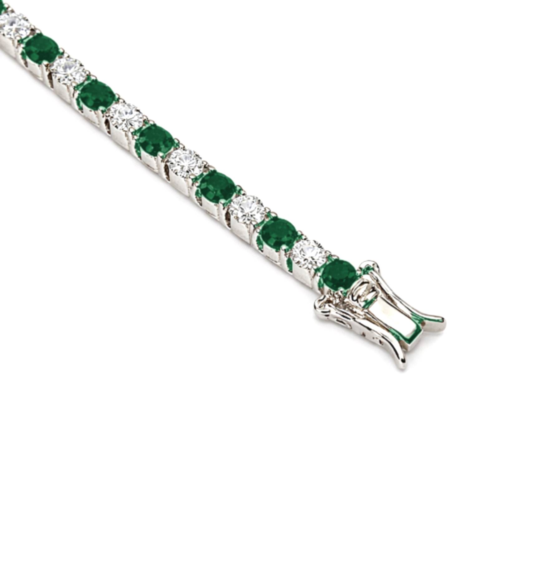 3mm Silver Green & White Zircon Tennis Bracelet