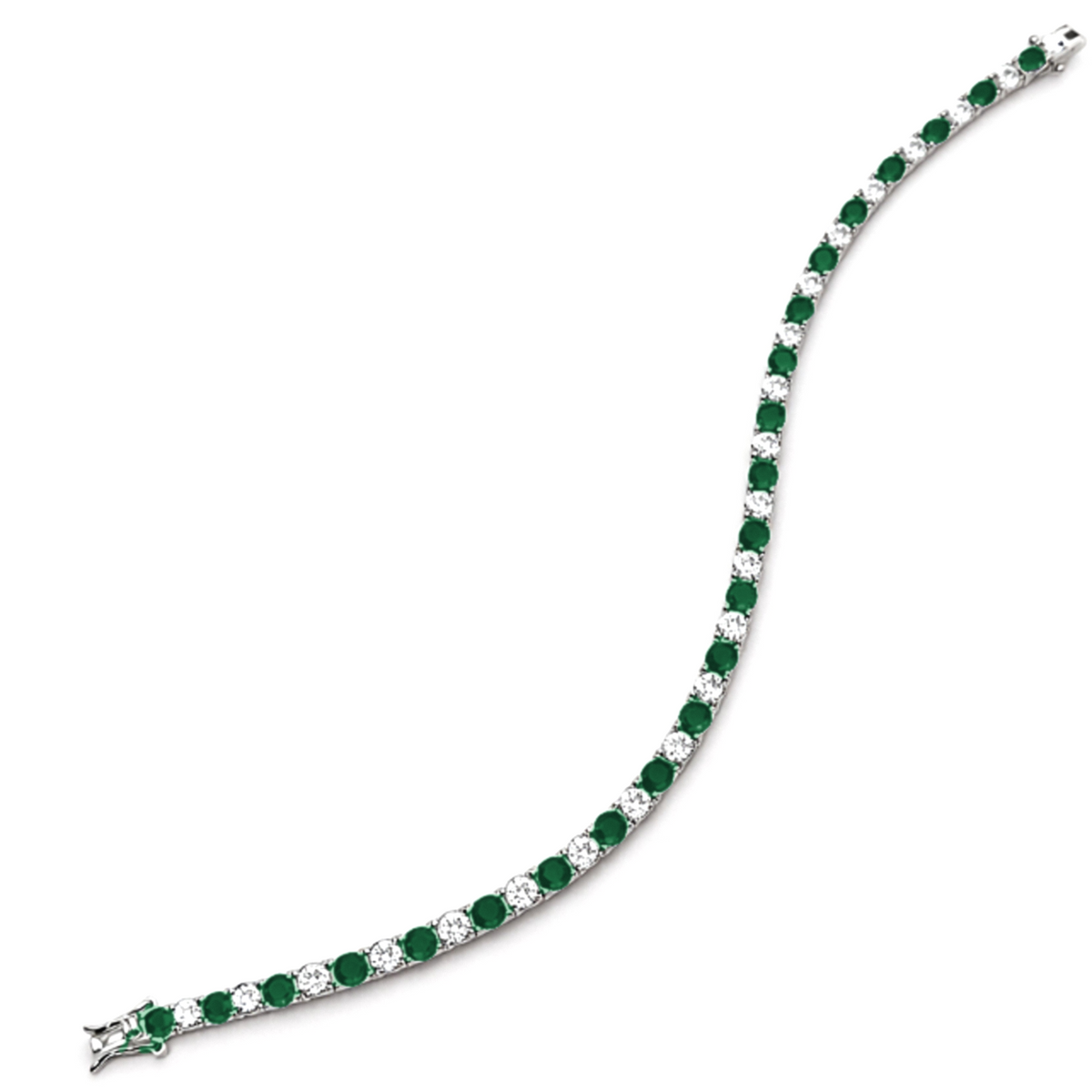 3mm Silver Green & White Zircon Tennis Bracelet