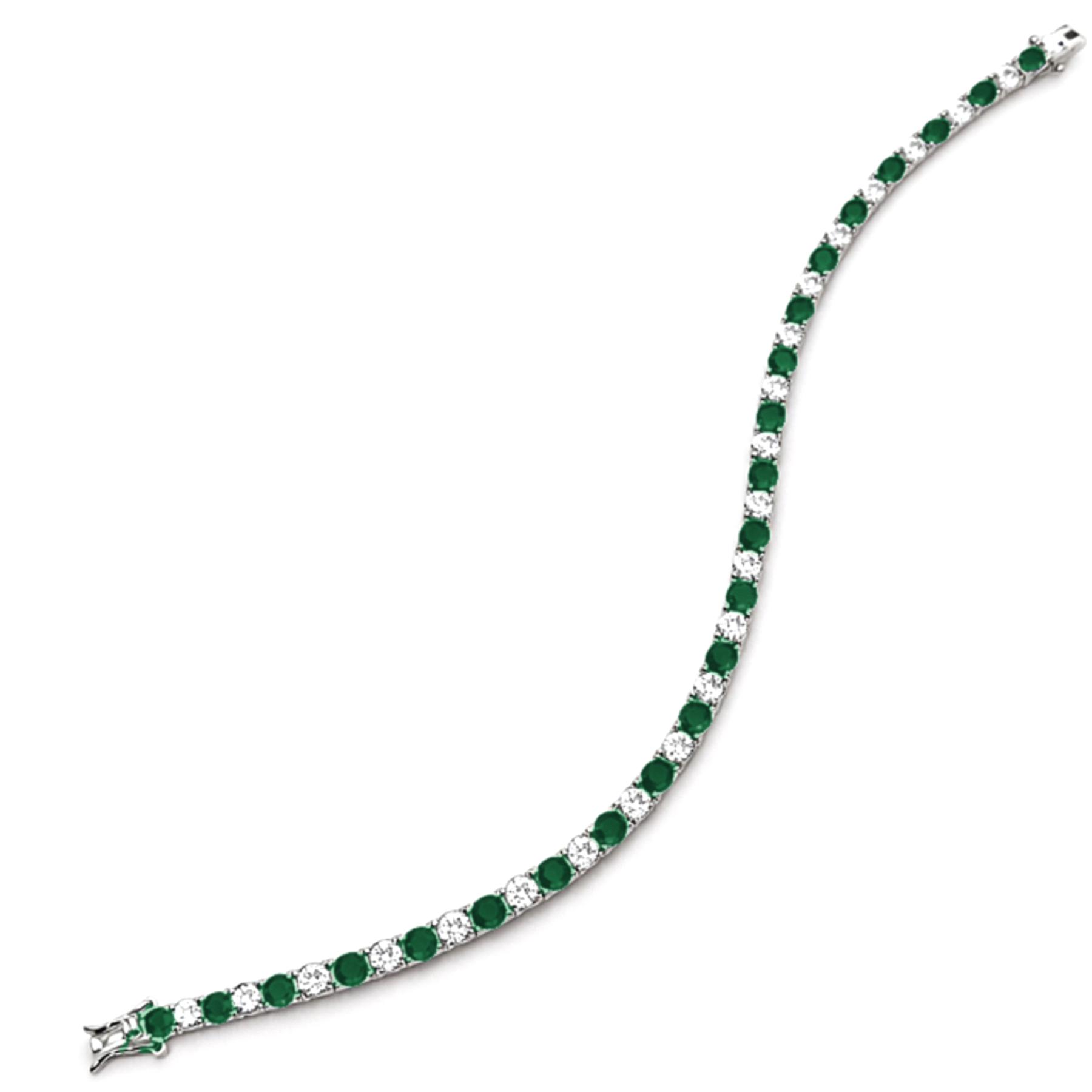 3mm Silver Green & White Zircon Tennis Bracelet