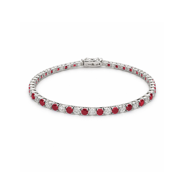 3mm Silver Red & White Zircon Tennis Bracelet
