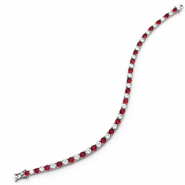 3mm Silver Red & White Zircon Tennis Bracelet