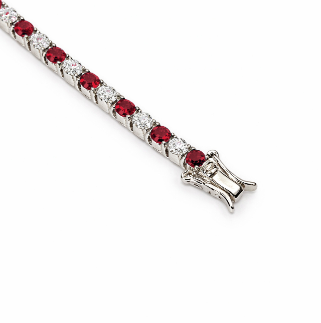 3mm Silver Red & White Zircon Tennis Bracelet