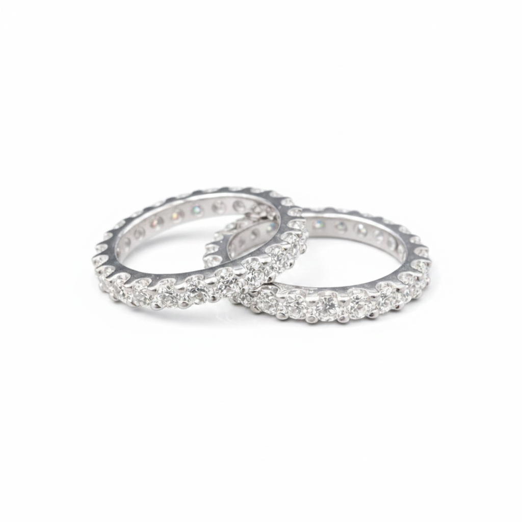 Silver Eternity Moissanite Ring 2CT
