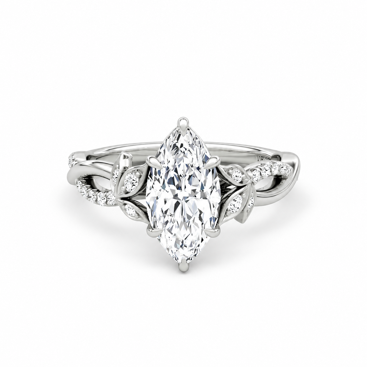 ROSELLA  -  1.5CT E VVS2 Twisted Floral Marquise Engagement Ring