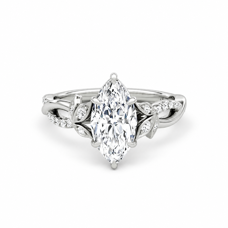 ROSELLA  -  1.5CT E VVS2 Twisted Floral Marquise Engagement Ring